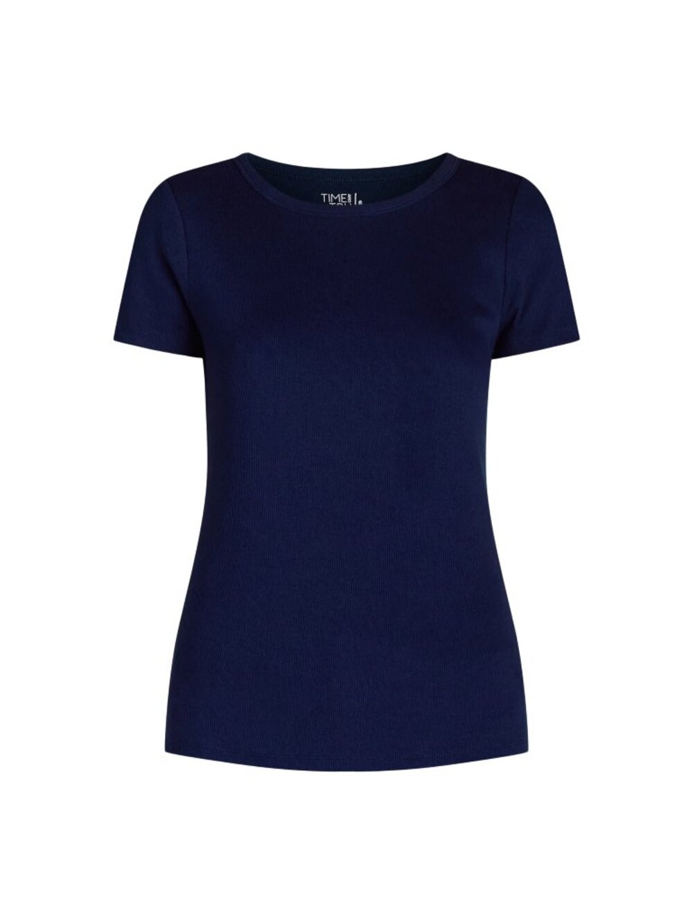 Time & Tru Womens Navy Blue Short Sleeve Ribbed T-Shirt Plus Size 22 XXXL